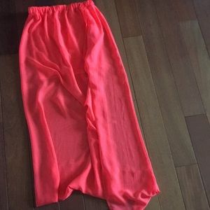Coral pink maxi skirt